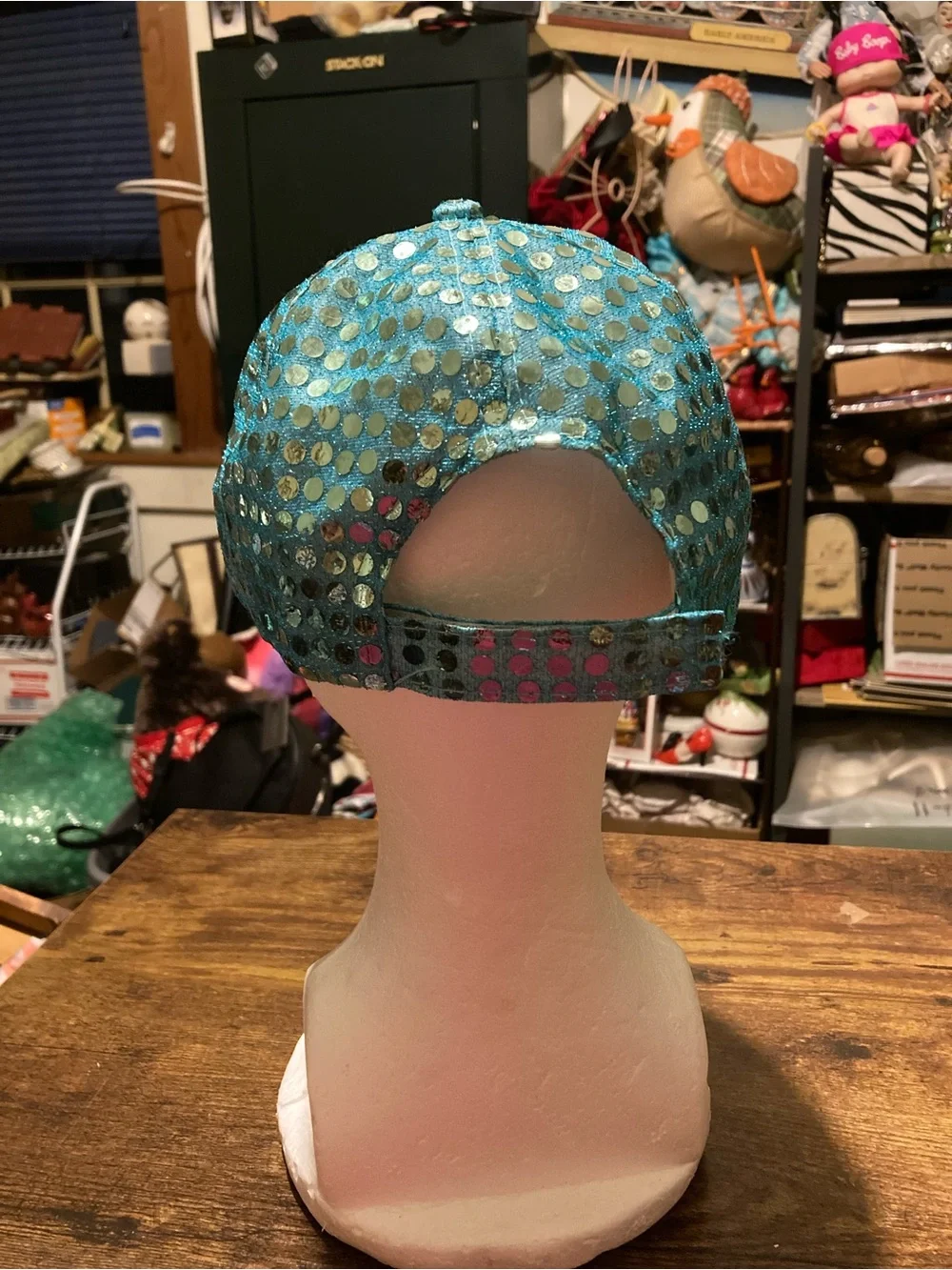 Kids turquoise sequin baseball cap